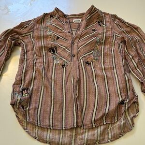 Zadig & Voltaire Brown and Black Button Down Blouse